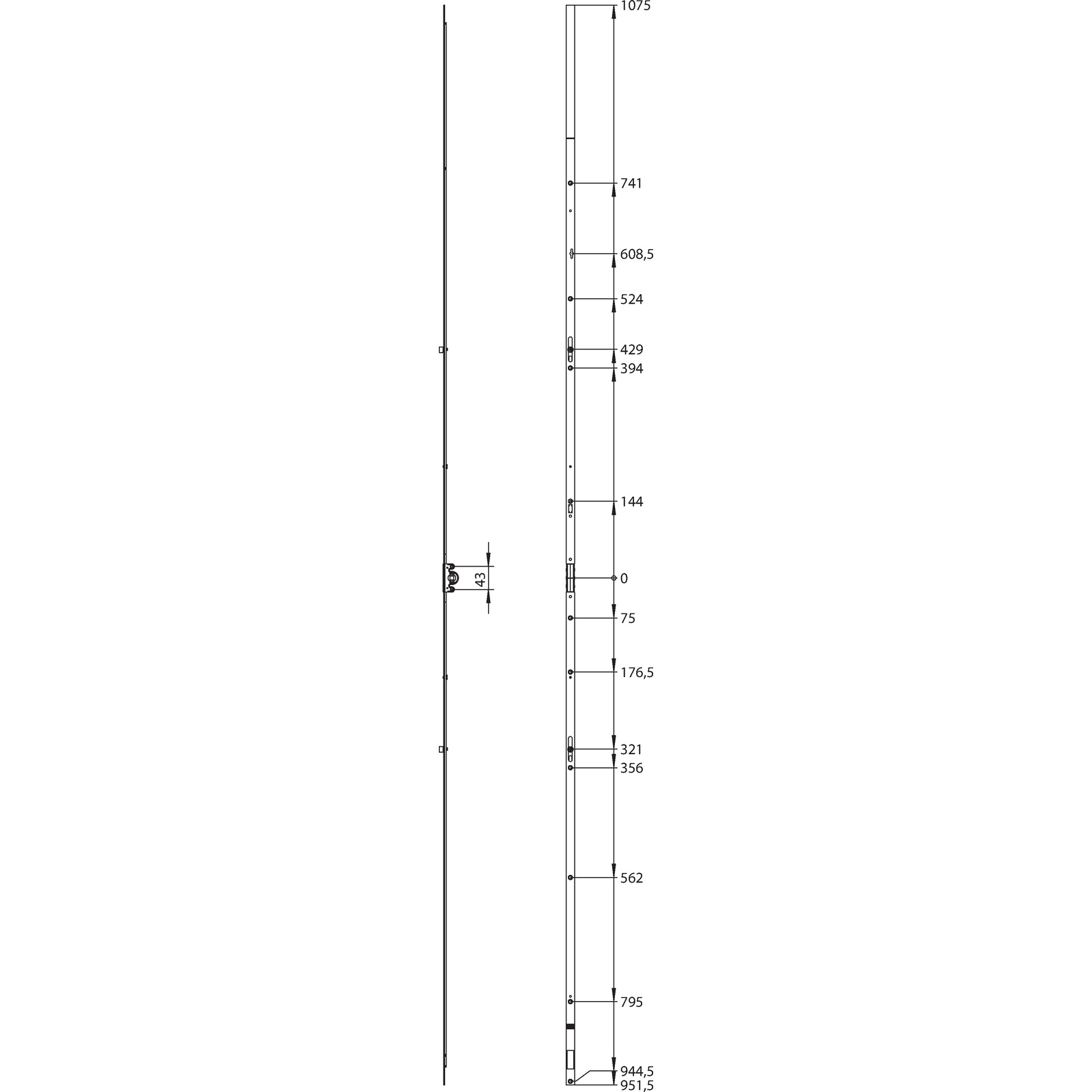 Winkhaus Getriebeschiene GRK 2225/2 G1050 SL