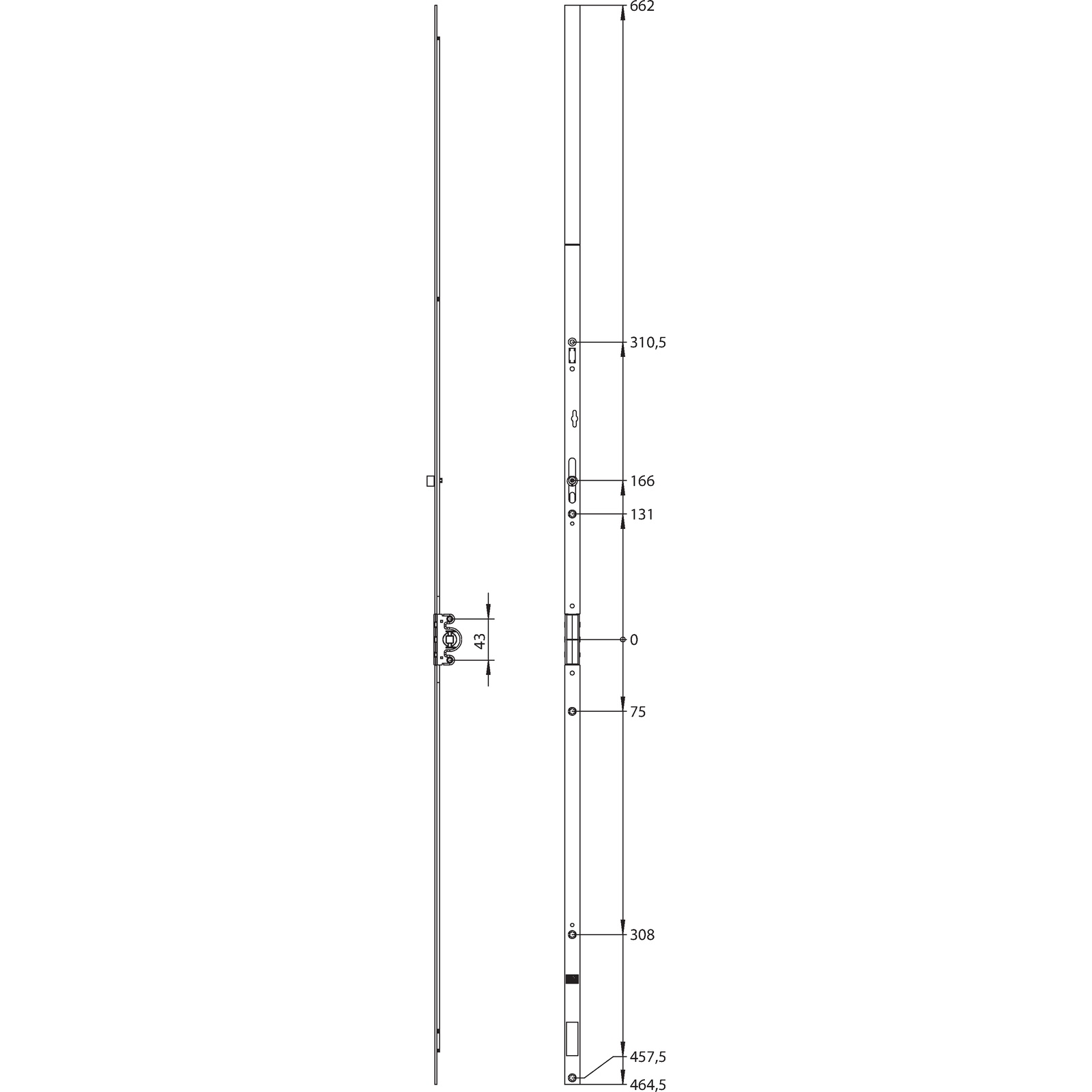Winkhaus Getriebeschiene GRK 1325/1 G563