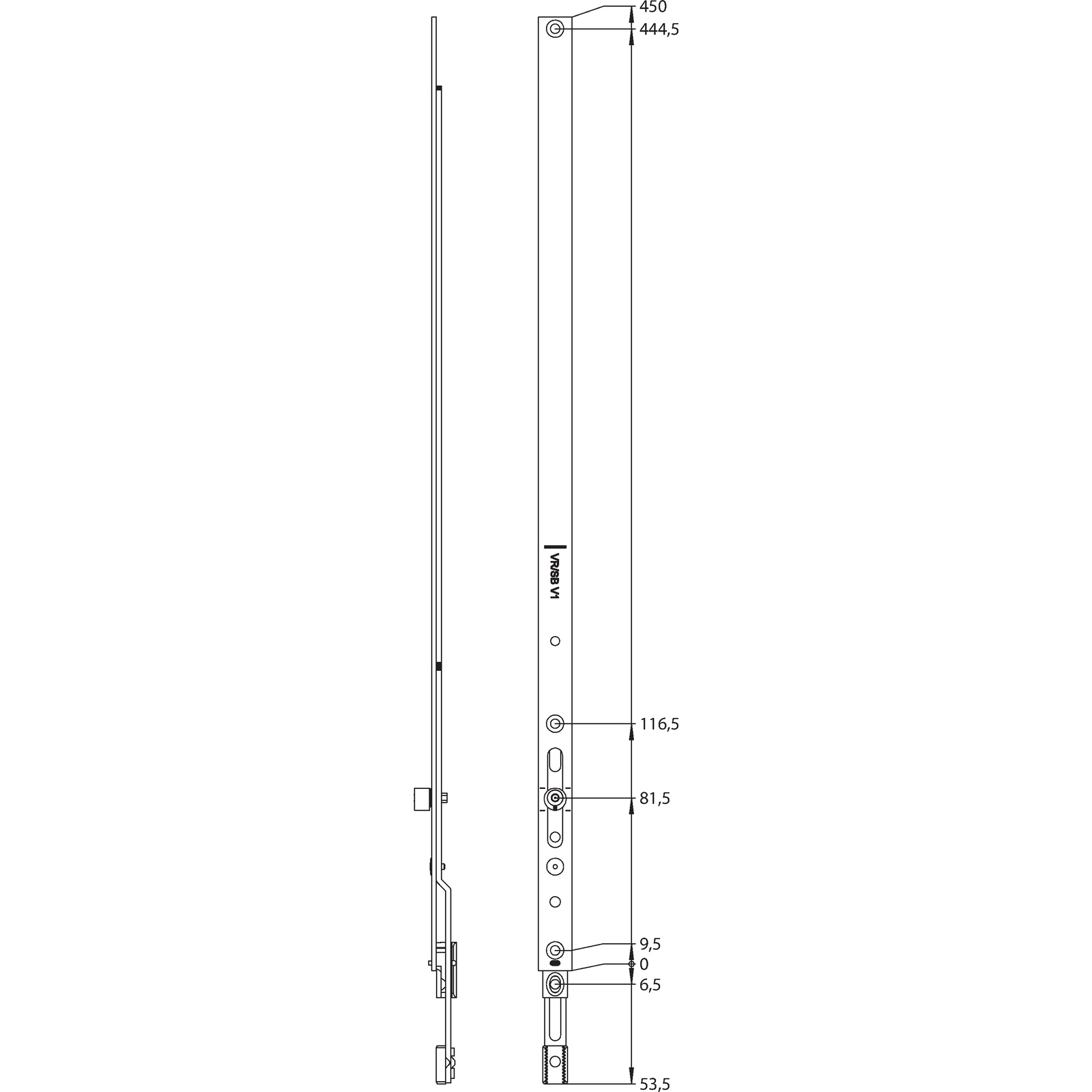 Winkhaus Verlängerungsschiene VR1/450SL