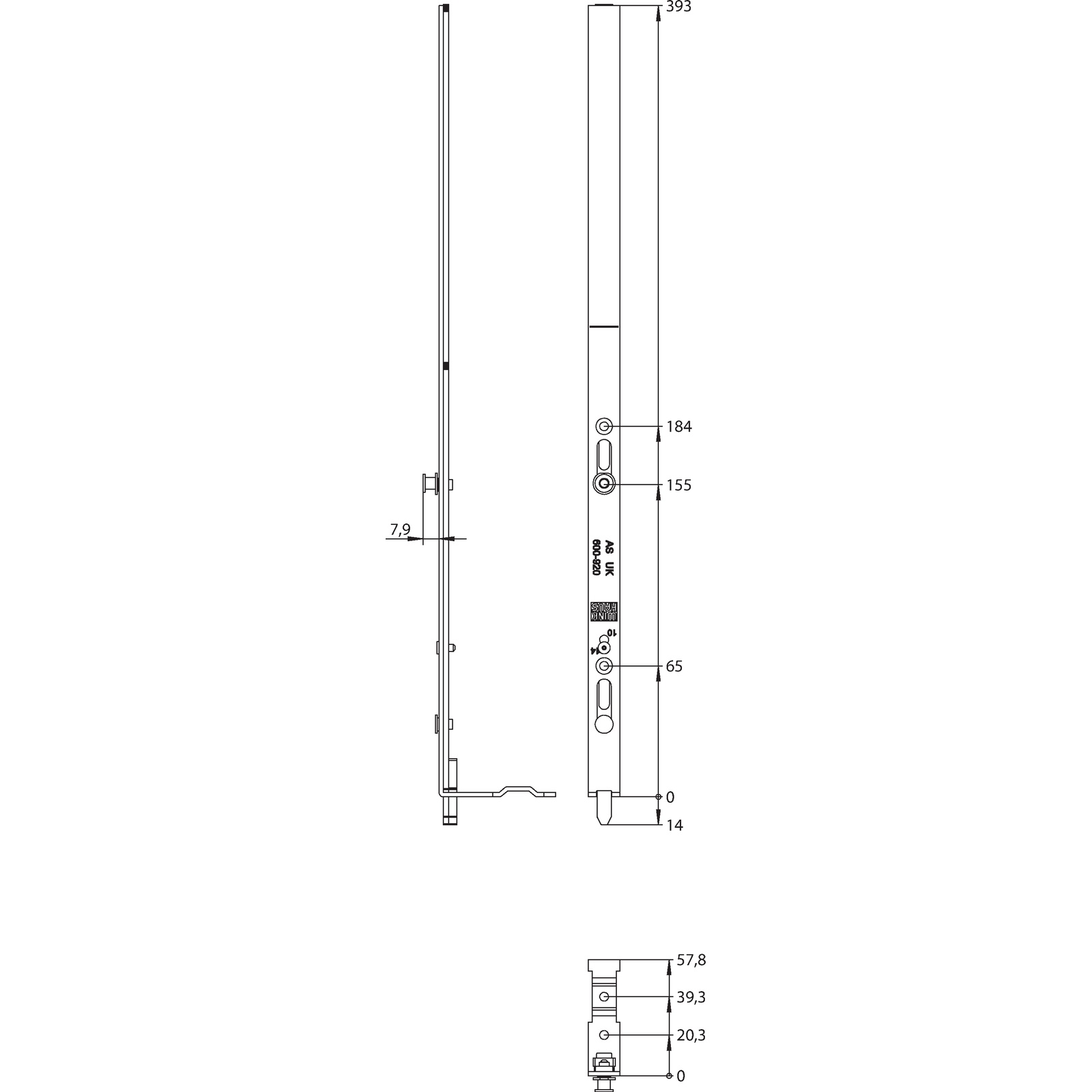 Winkhaus Anschlussschiene UK 900/1-7 SBF SL