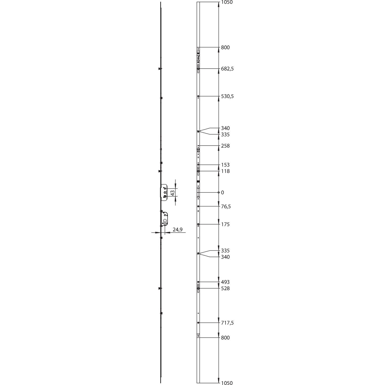 Winkhaus Getriebeschiene GAMA.2300-3.D25 (25 mm)